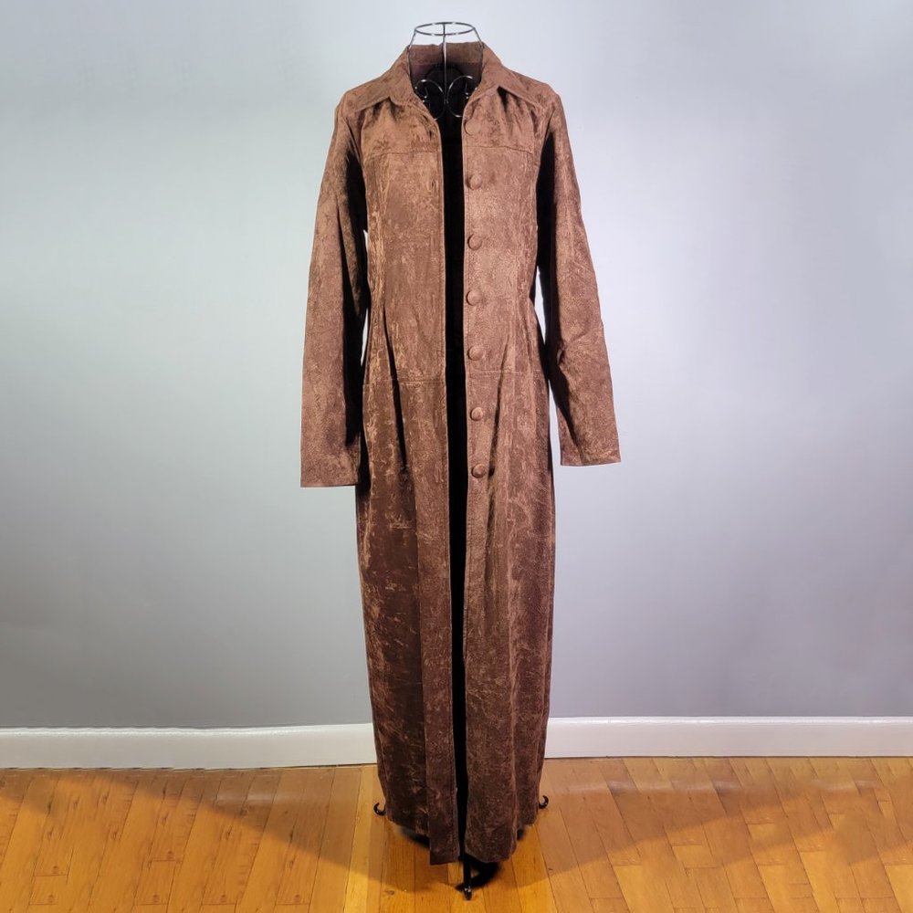 Women's Faux Suede Long Cardigan Coat